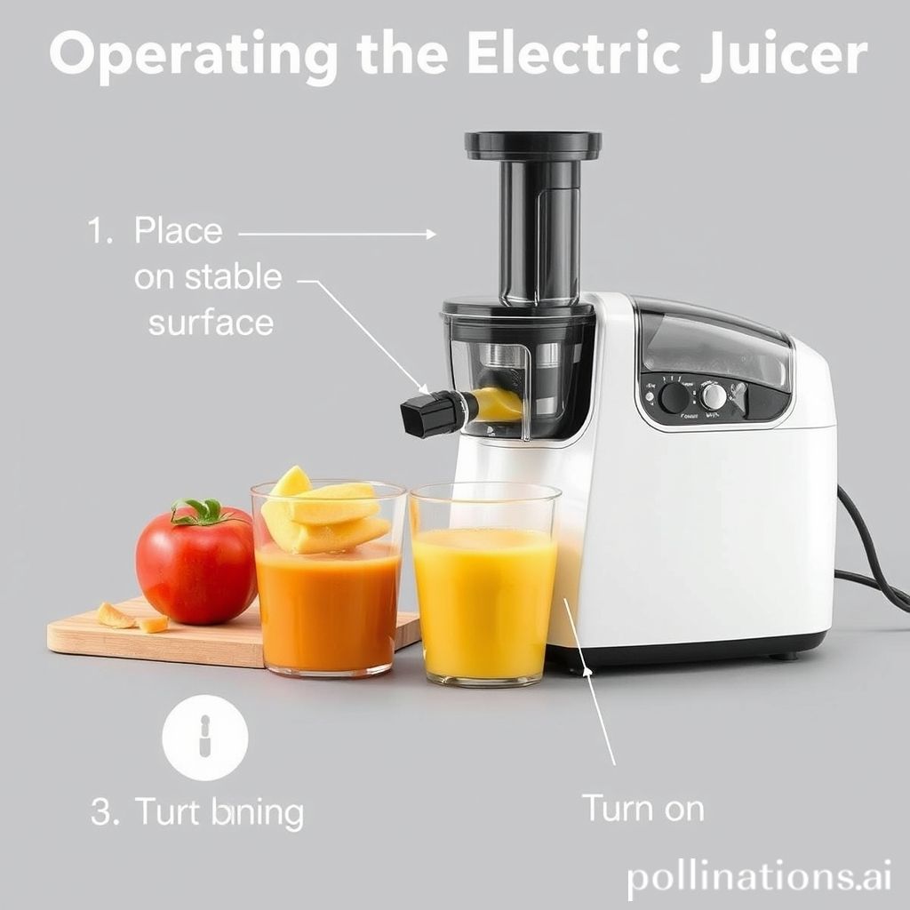 Operating the Electric Juicer 1. Place the juicer on a stable surface 2. Plug in the juicer 3